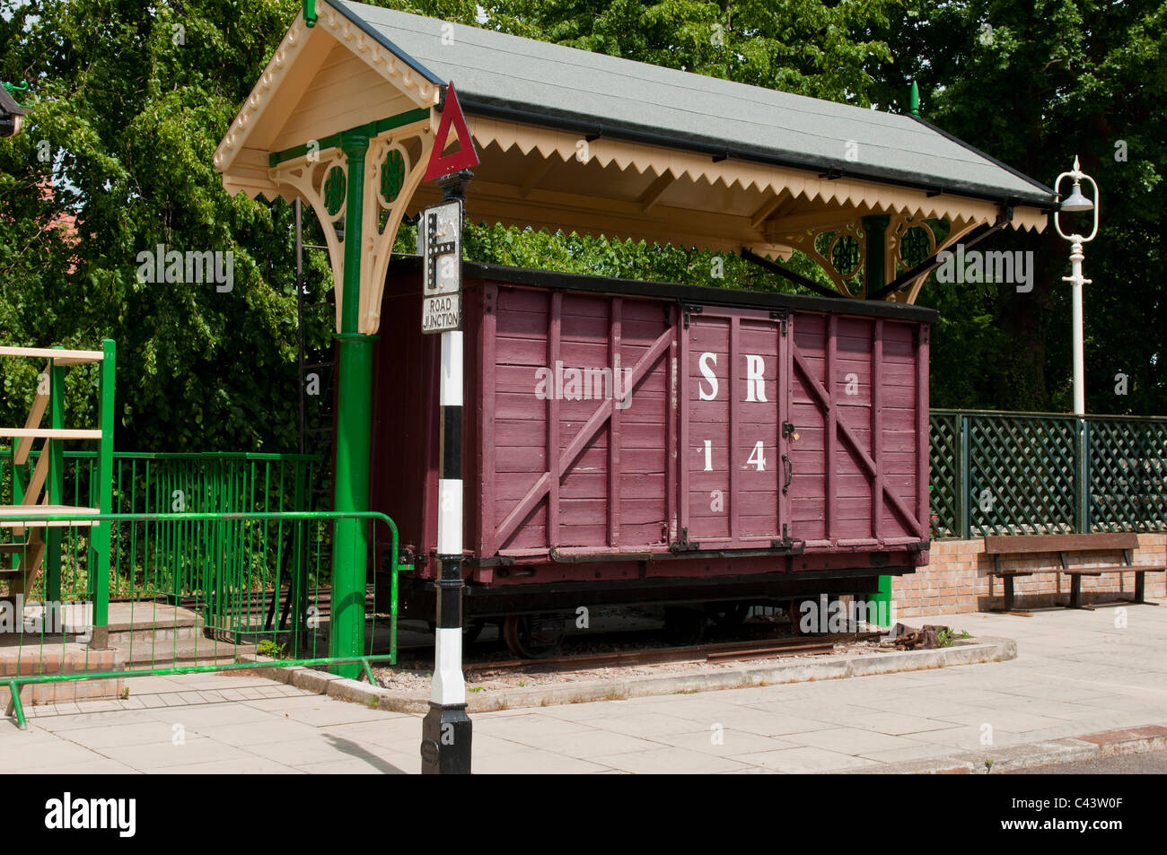 Bahn Gütertransport Linie Beförderung im East Anglia Transport Museum Suffolk England UK Vintage transport Stockfoto