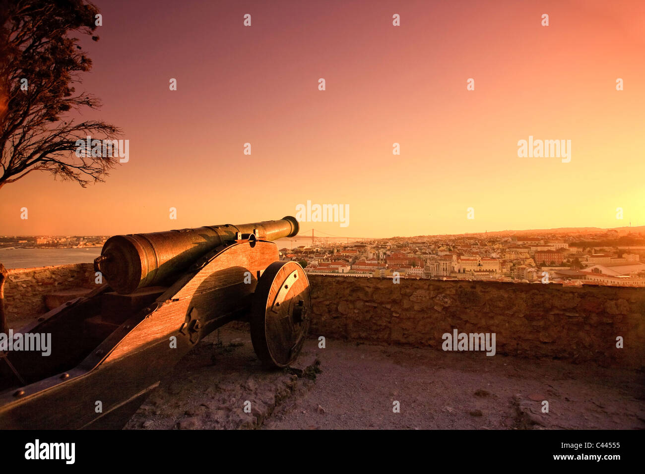 Castelo de Sao Jorge Wälle, Lissabon, Portugal Stockfoto