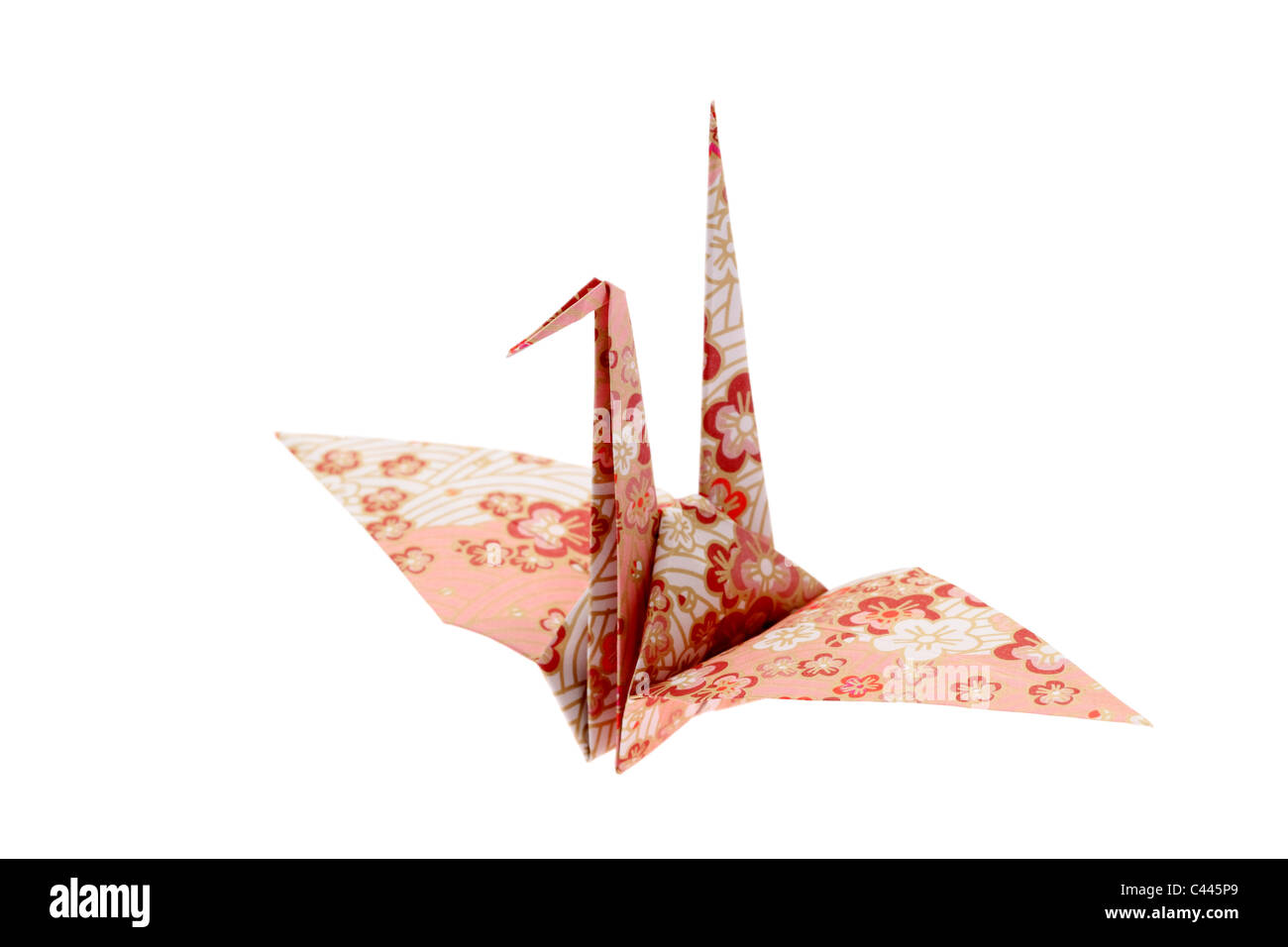 Origami Vogel isoliert auf weißem Hintergrund Stockfoto