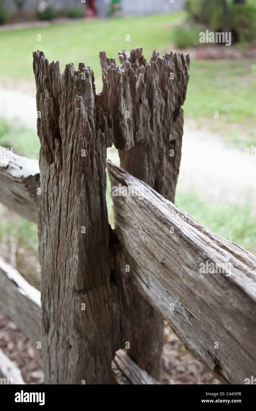 Detail von einem Holzzaun Stockfoto