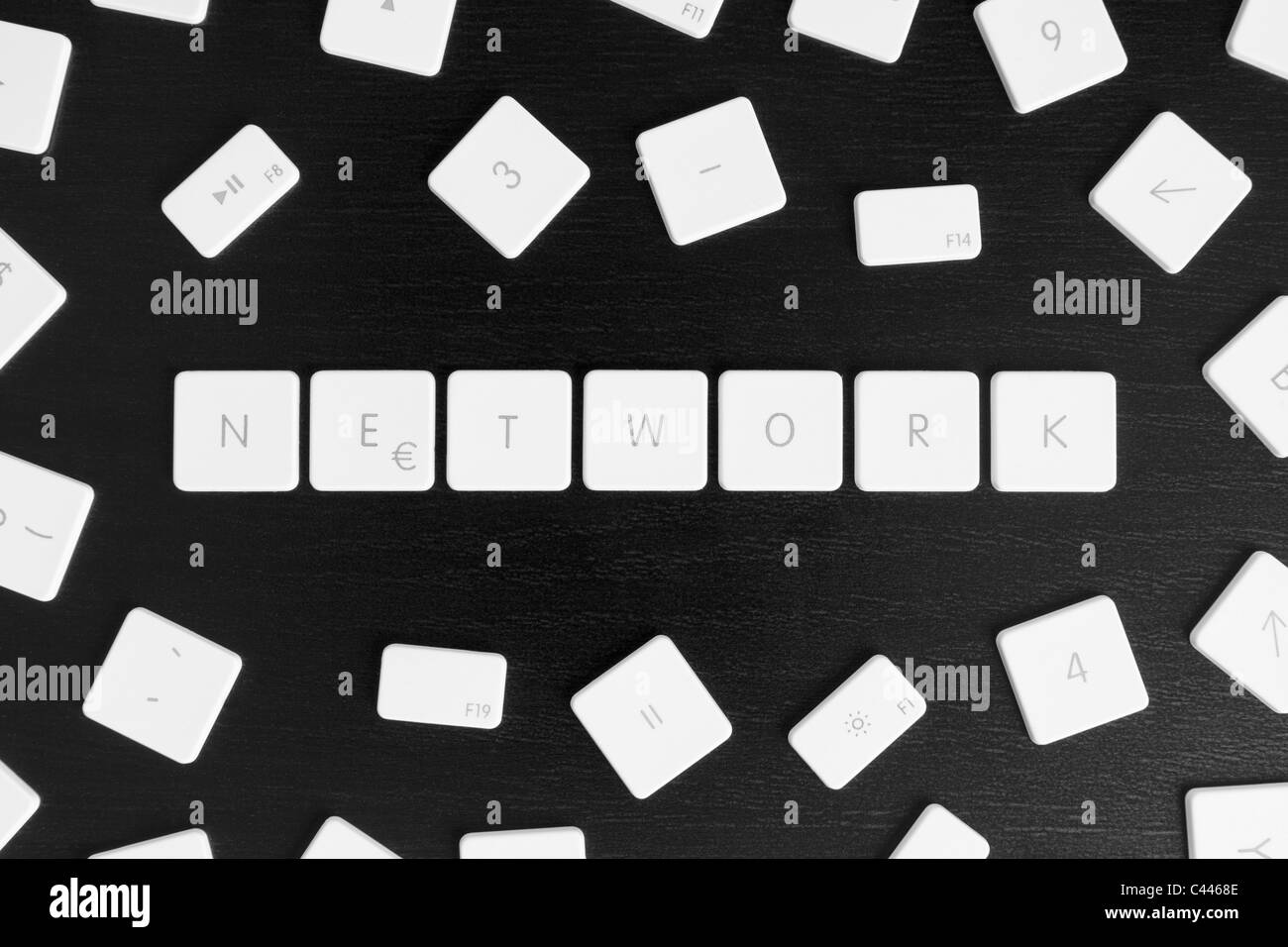 Computer-Tasten, die Schreibweise des Wortes Netzwerk Stockfoto