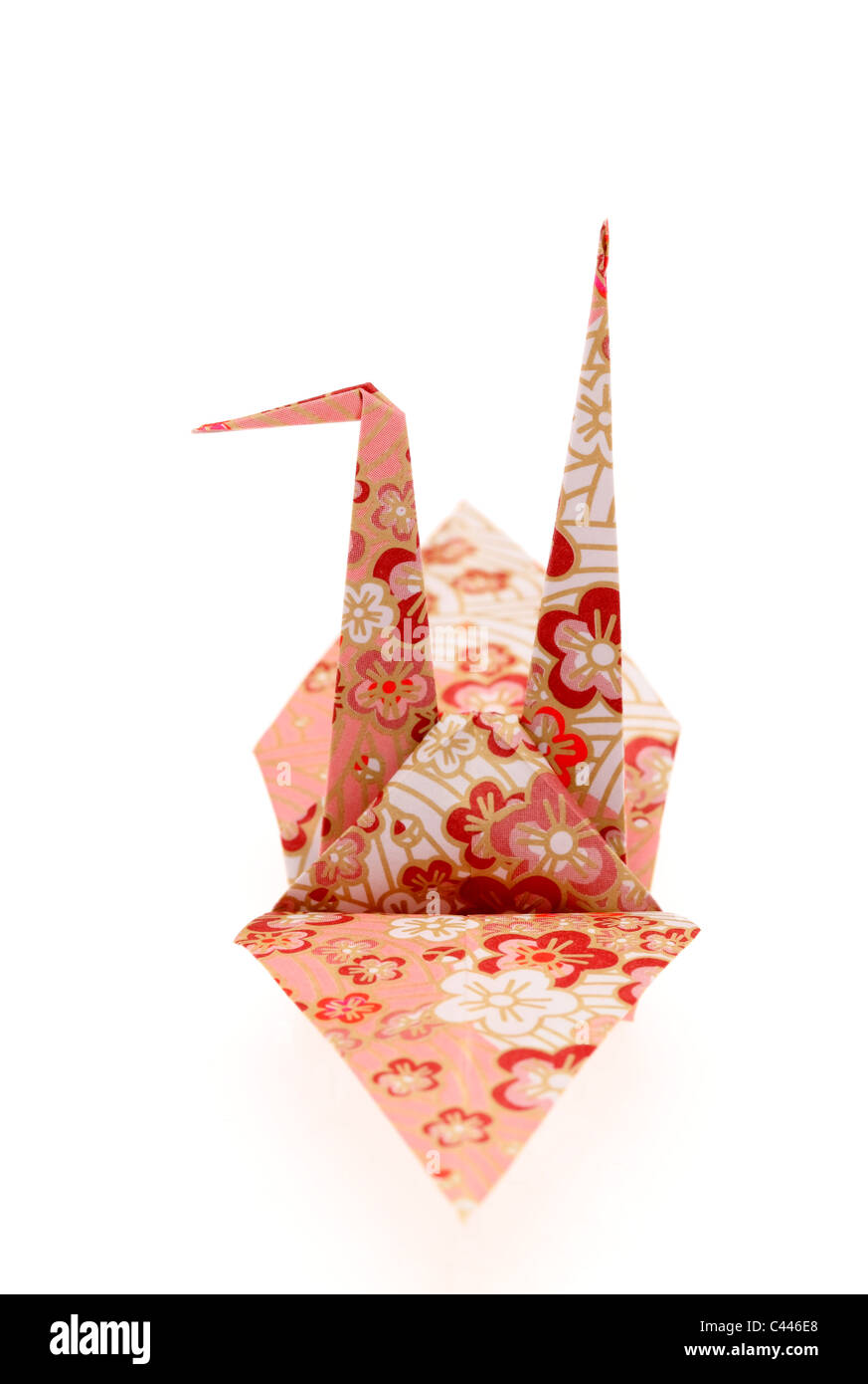 Origami Vogel isoliert auf weißem Hintergrund Stockfoto