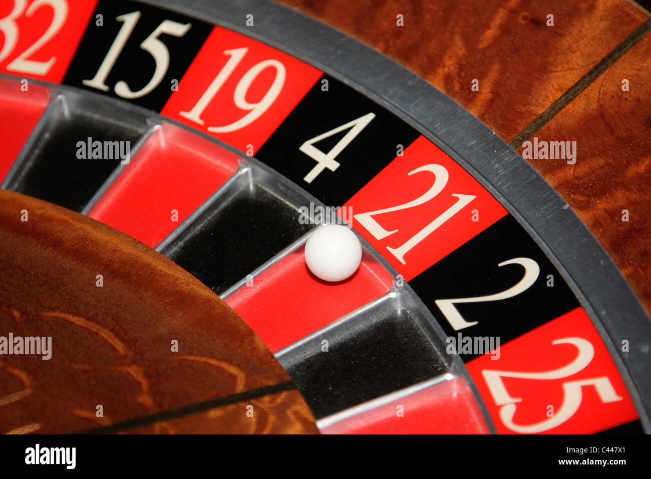 Details zu einem Roulette-Tisch Stockfoto