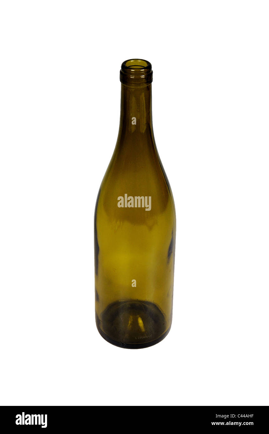Leere braune Flasche Wein, Calypso, Costa Del Sol, Provinz Malaga, Andalusien, Südspanien, Westeuropa. Stockfoto