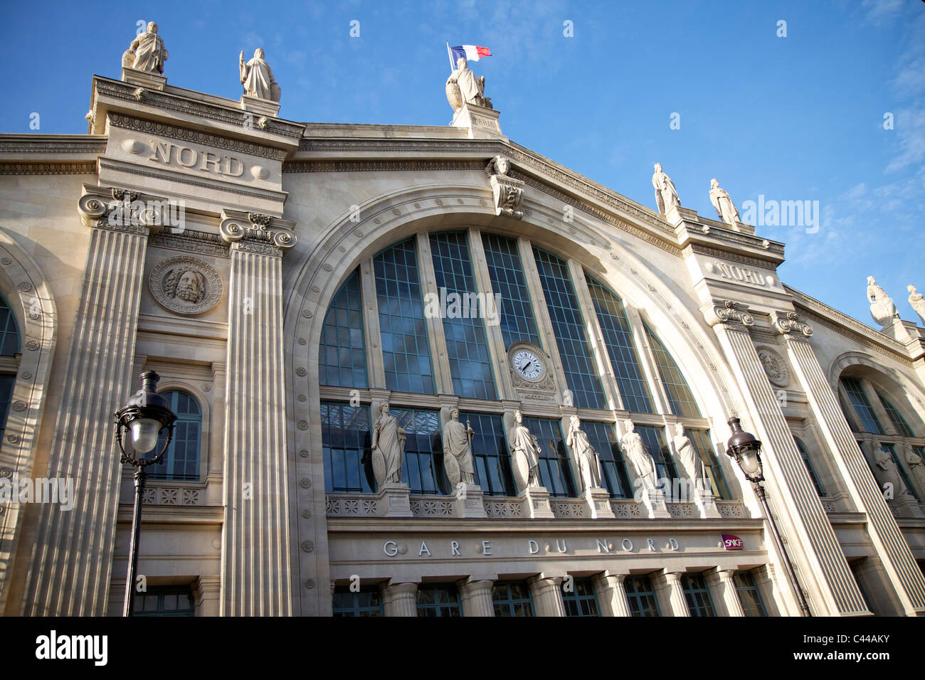 Fassade des Gare du Nord, Paris, Frankreich Stockfoto