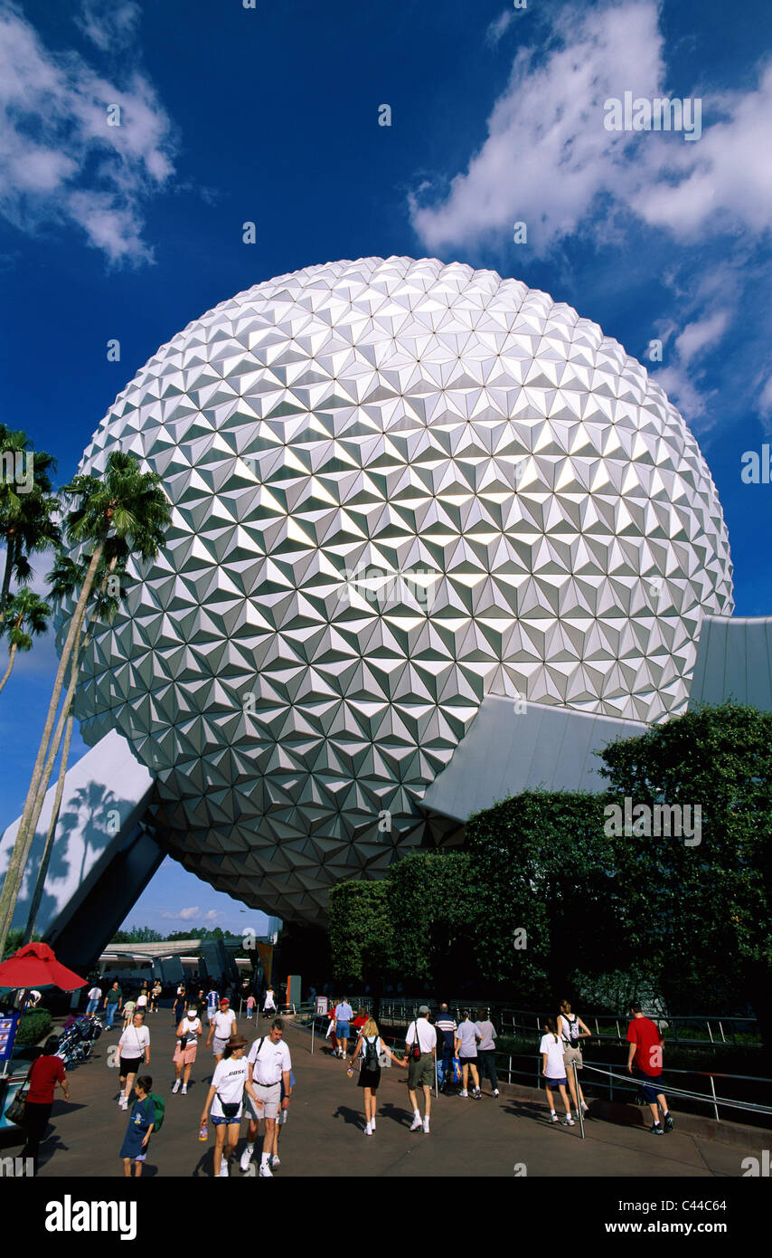 Amerika, Zentrum, Erde, Epcot, Florida, Holiday, Wahrzeichen, Orlando, Raumschiff, Tourismus, Travel, Vereinigte Staaten von Amerika, USA, Urlaub, Stockfoto