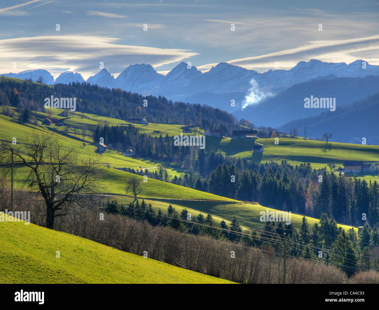 Berge, Ferien, grün, Himmel, Berg, Landschaft, Natur, Tag, Tourismus, Wea, R, Churfirsten, Wolken, Appenzellerland, Appenzell, S Stockfoto