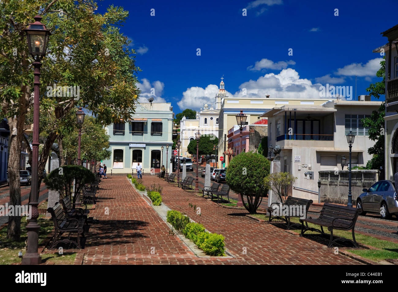 USA, Karibik, Puerto Rico, Westküste, St. German, Plaza Santo Domingo, Casa Morales Stockfoto