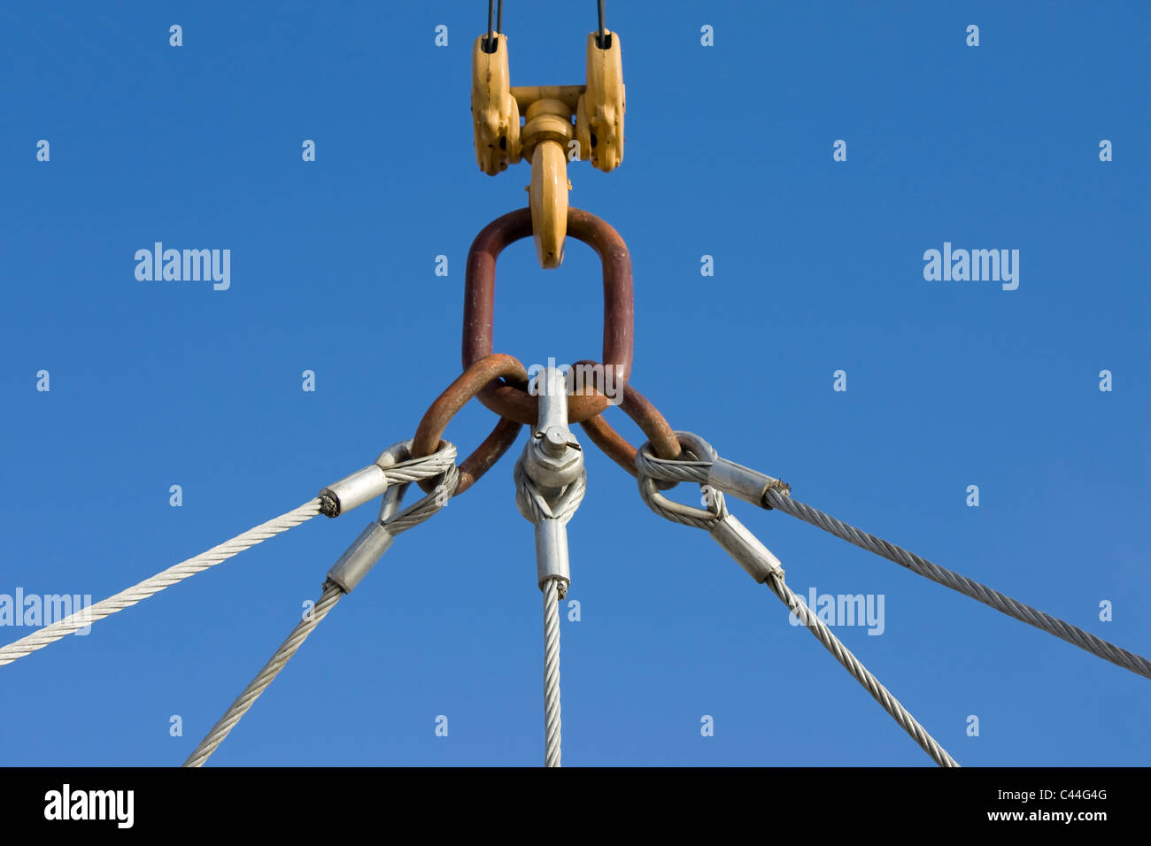 Bau Kran Kabel hautnah Stockfoto