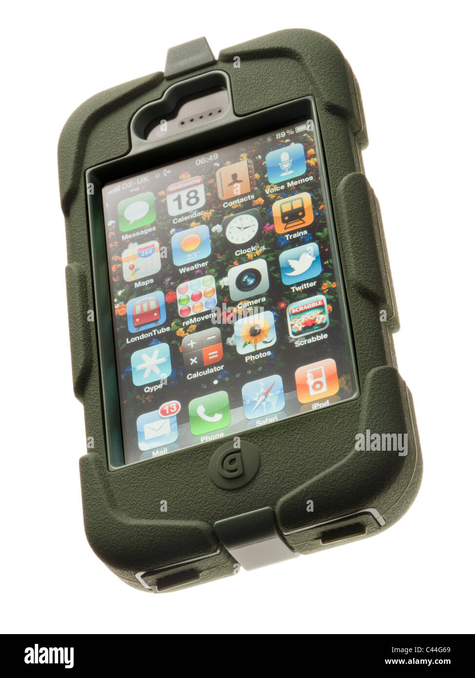 Apple iPhone 4 in robustes Gehäuse Stockfoto