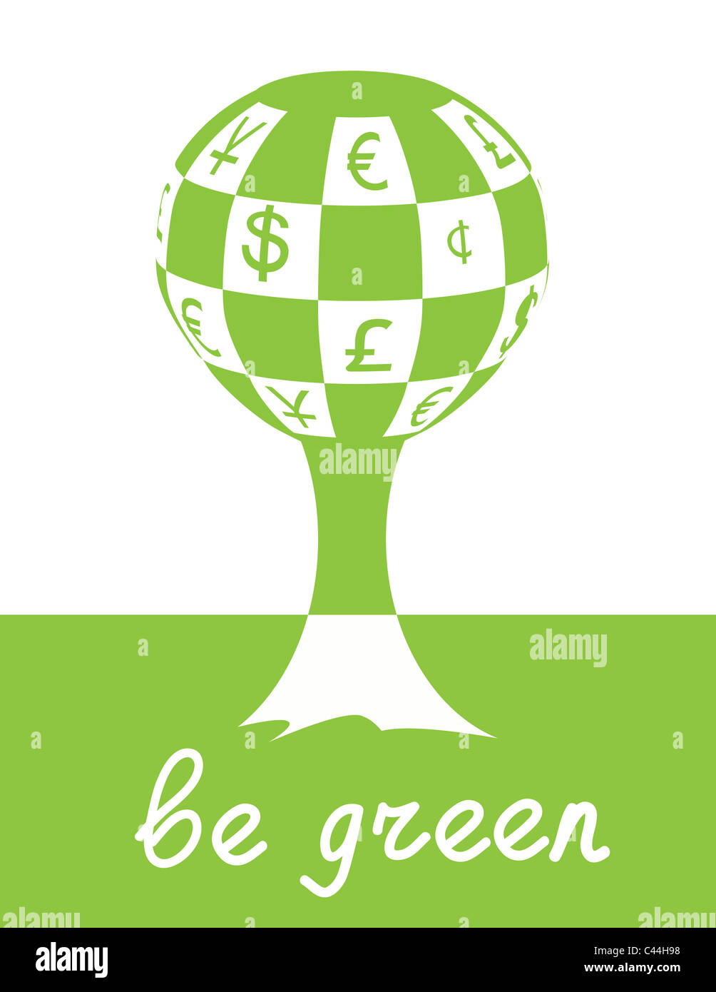 Ökologie-Konzept-Bild mit grünen Baum und Geld Symbole Stockfoto