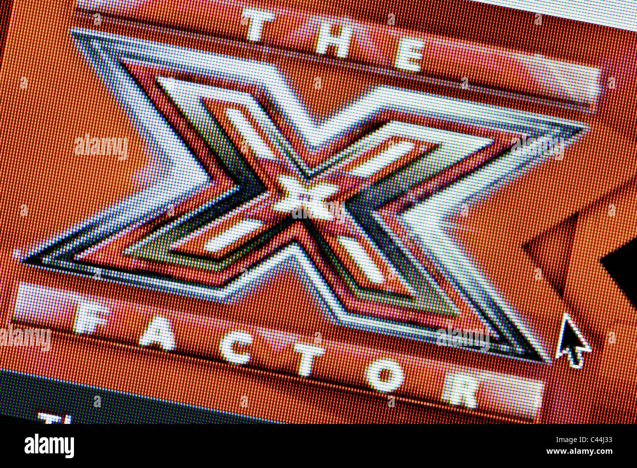 Nahaufnahme von der X Factor-Logo auf ihrer Website gesehen. (Nur zur redaktionellen Verwendung: print, TV, e-Book und redaktionelle Webseite). Stockfoto