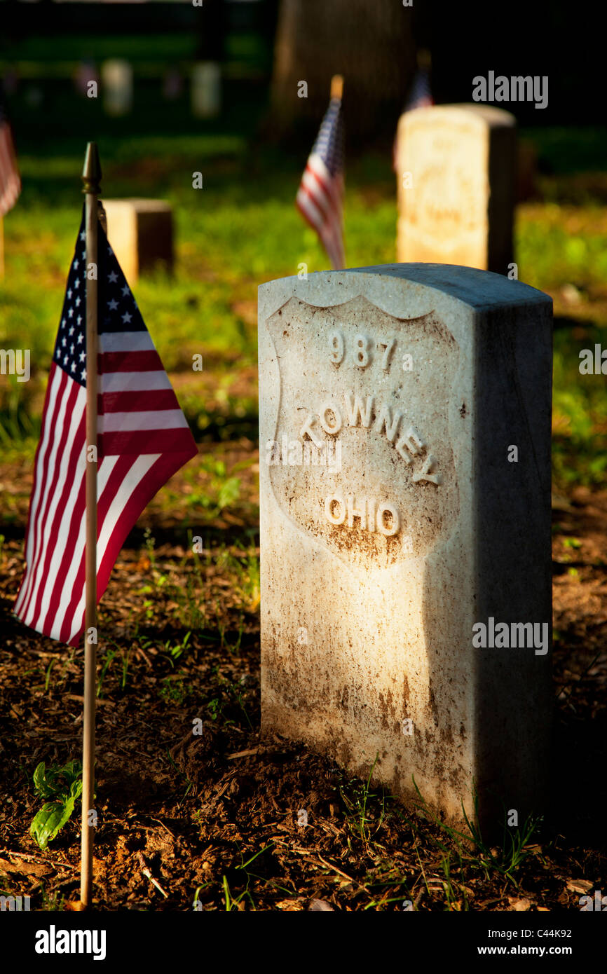 Stones River National Battlefield und Staatsangehörig-Kirchhof am Memorial Day, Murfreesboro Tennessee USA Stockfoto