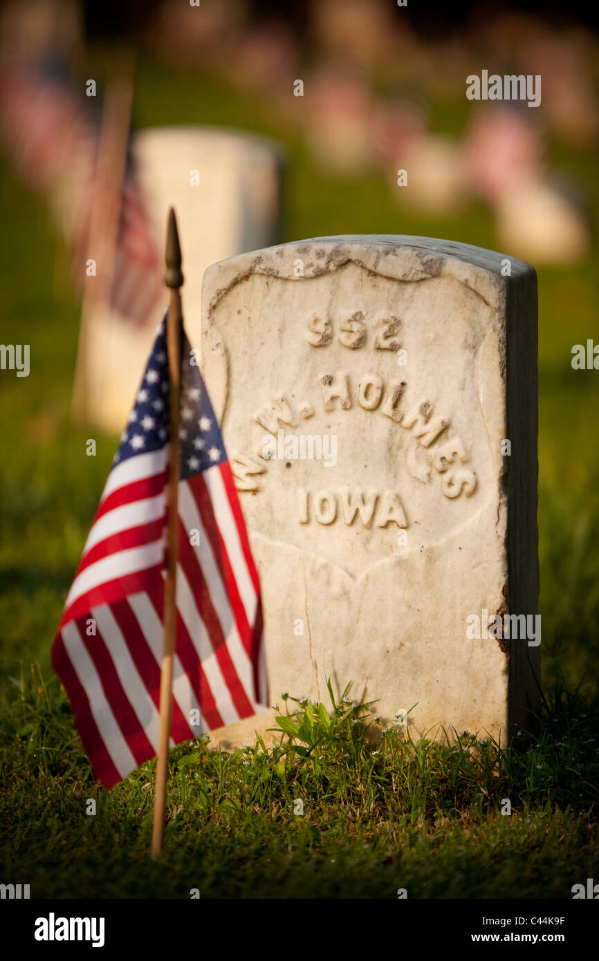 Stones River National Battlefield und National Cemetery am Memorial Day, Murfreesboro, Tennessee, USA Stockfoto