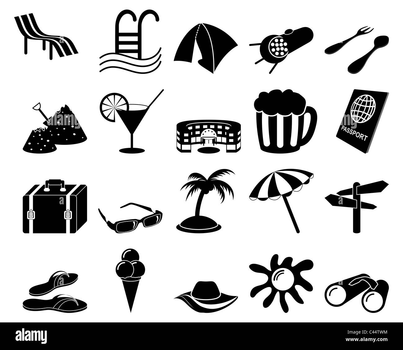 Reise-Set von verschiedenen Vektor-Web-icons Stockfoto
