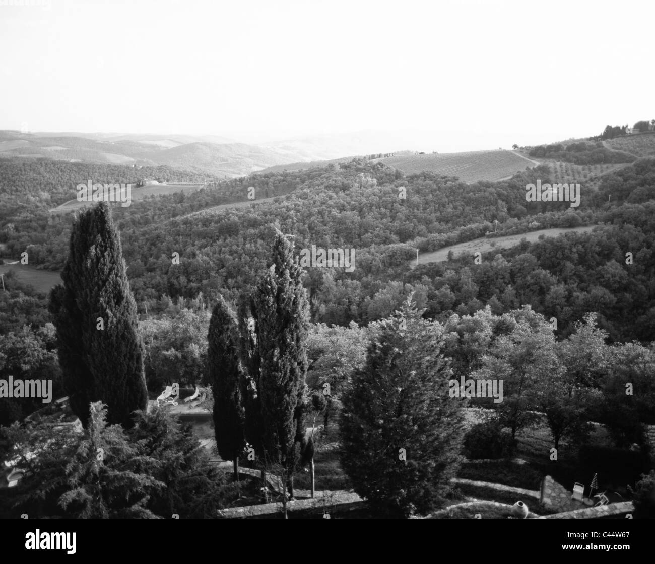 Toskanische Landschaft in der Nähe von Raddi in Chianti, Toskana, Italien Stockfoto