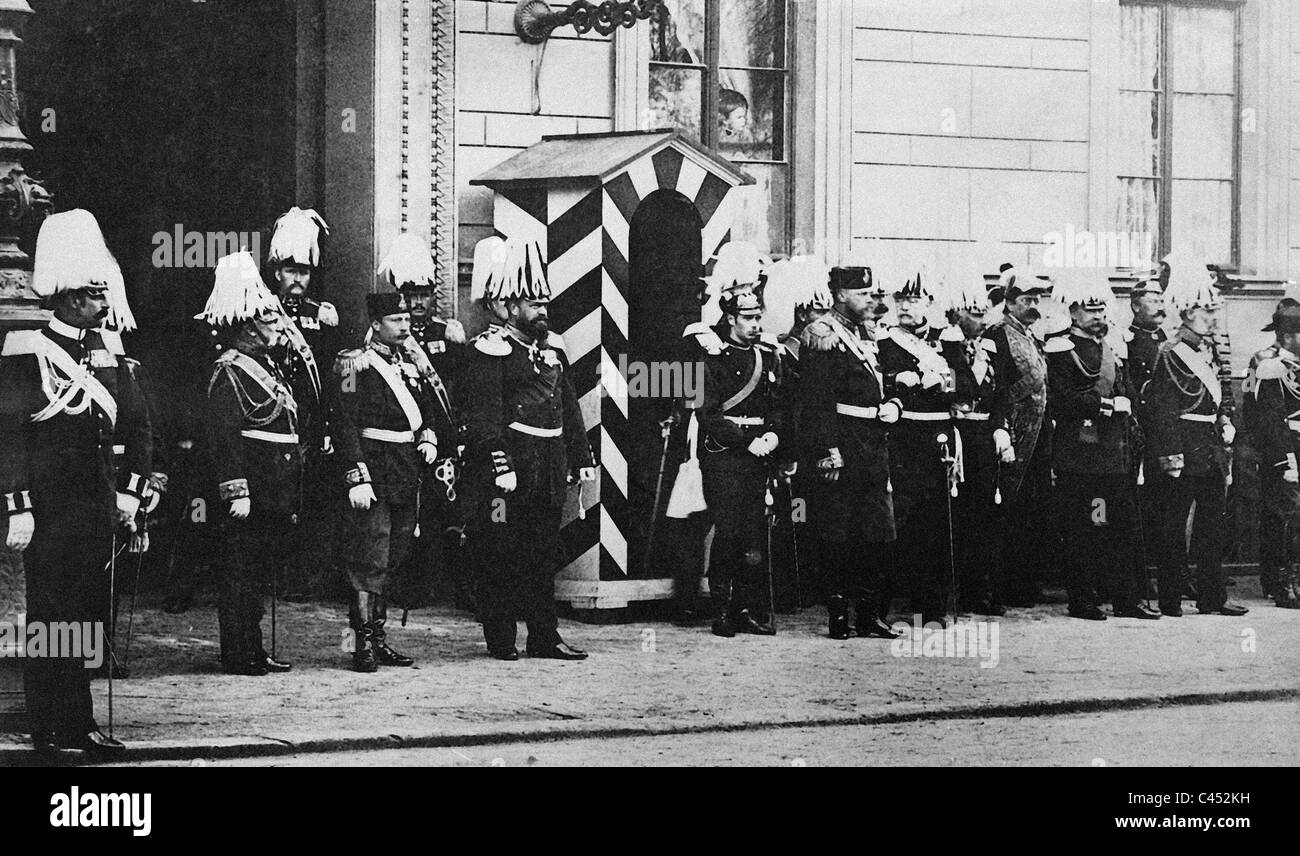 Kronprinz Wilhelm, Zar Alexander III und Otto von Bismarck, 1887 Stockfoto