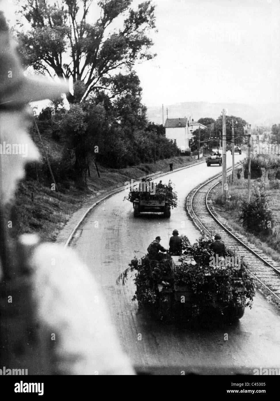 Deutsche Panzer voran in Frankreich, 1944 Stockfoto