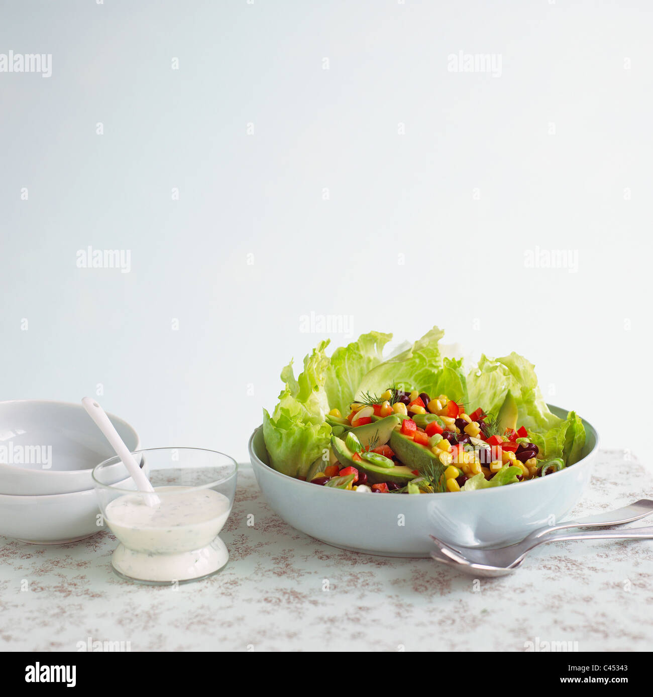 Schüssel mit südwestlichen Salat, Nahaufnahme Stockfoto