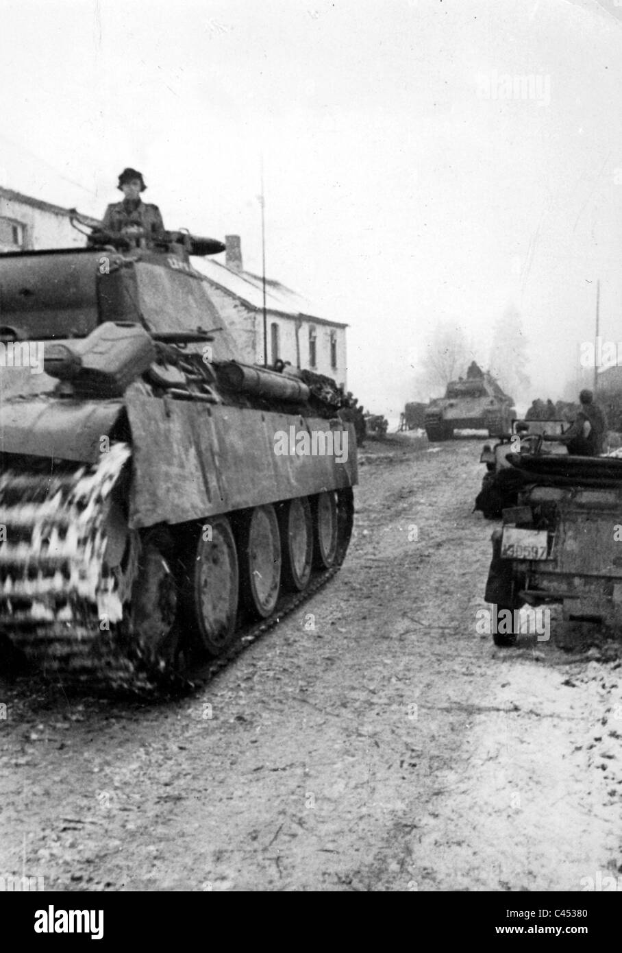 Deutscher Panther Panzer in den Ardennen, 1945 Stockfoto