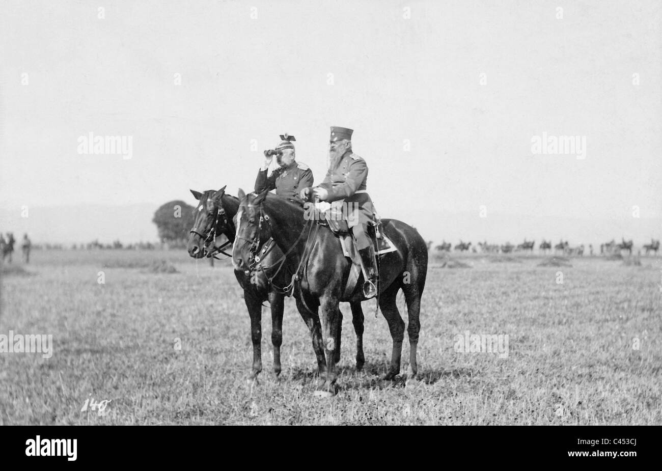 Prinzregent Luitpold von Bayern und König Albert von Sachsen bei einem Manöver Stockfoto