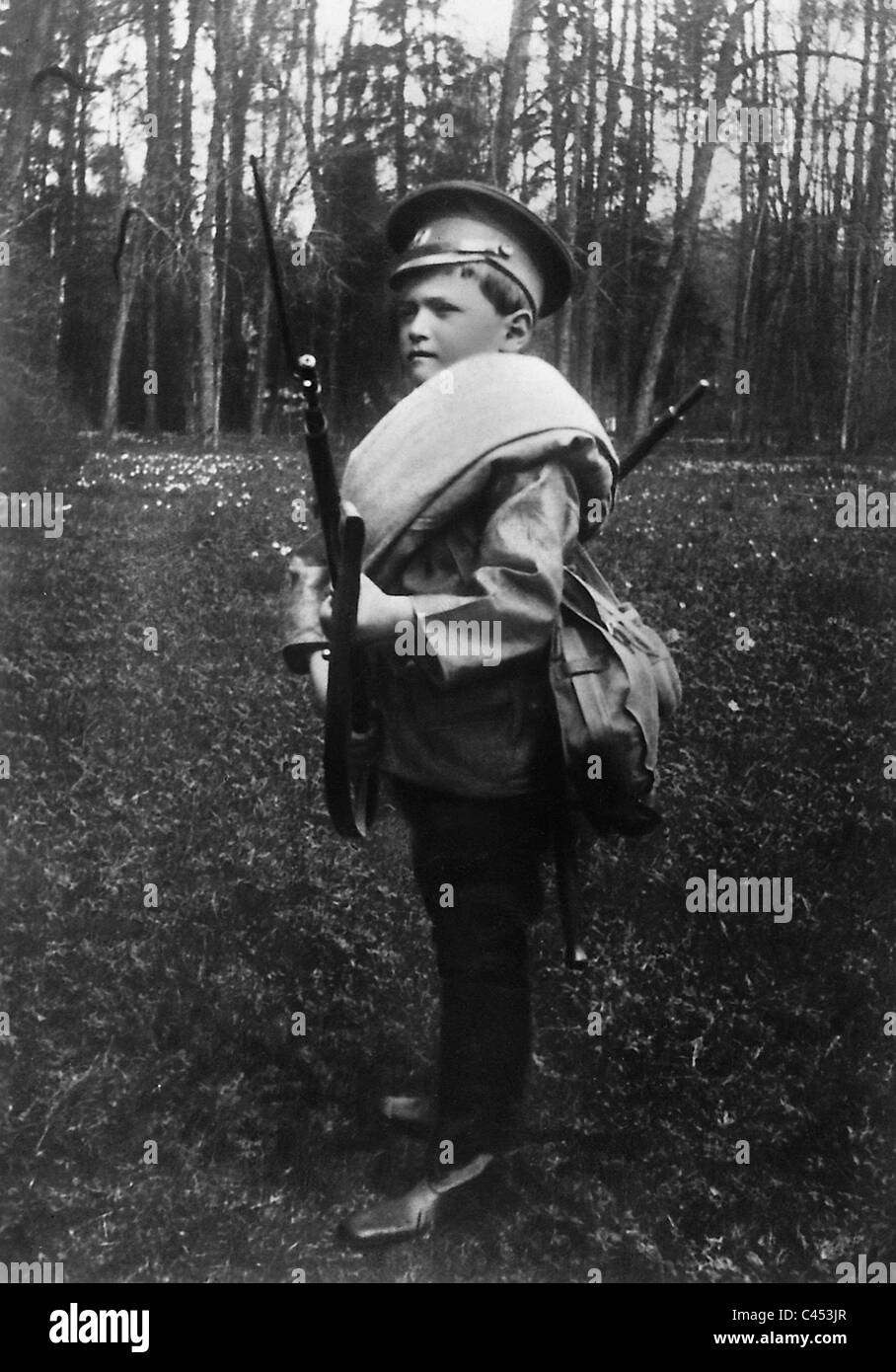 Der Thronfolger Alexei Nikolayevich in uniform Stockfoto