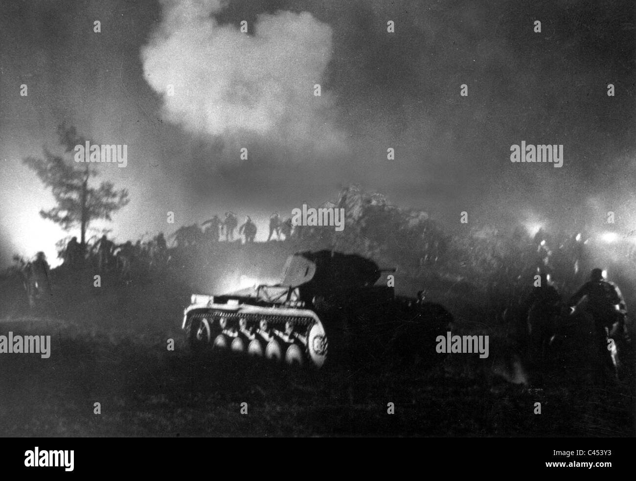 Deutsche Panzer im Angriff in Polen, 1939 Stockfoto