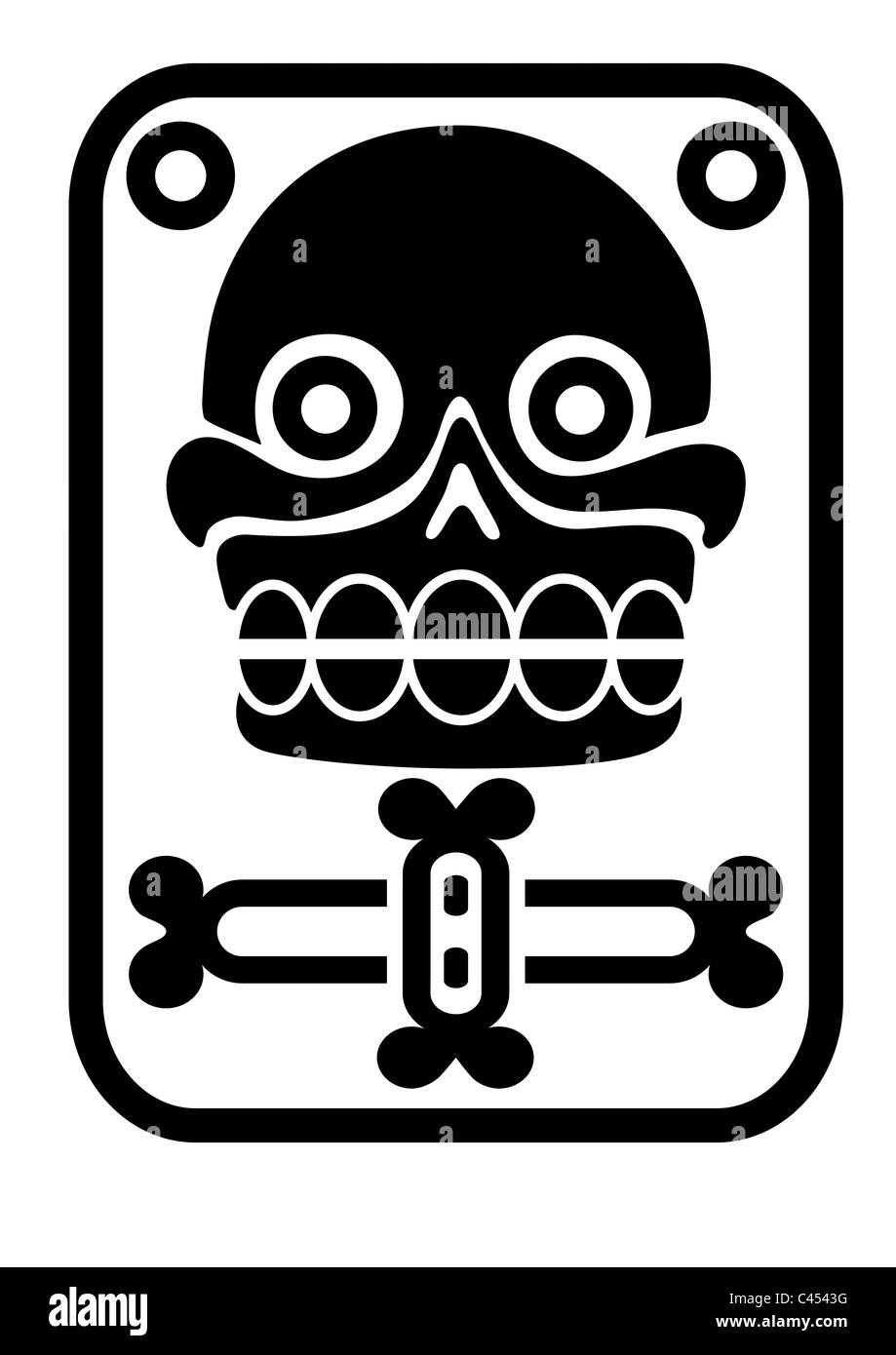 Aztekische Stempel mit Totenkopf Stockfoto