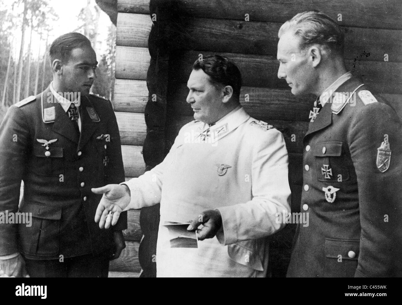 Hermann Göring mit Peltz und Werner Baumbach Stockfoto