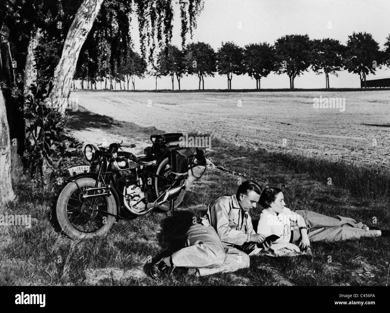 Gateway mit Motorrad, 1935 Stockfoto