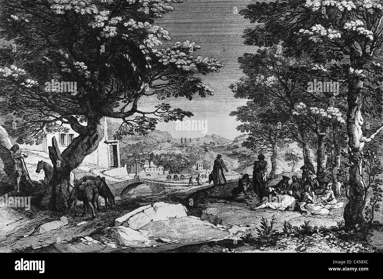 Picknick im 18. Jahrhundert Stockfoto