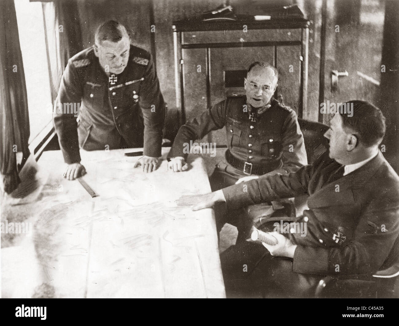 Adolf Hitler, Walther von Brauchitsch, Wilhelm Keitel während der Ba Stockfoto