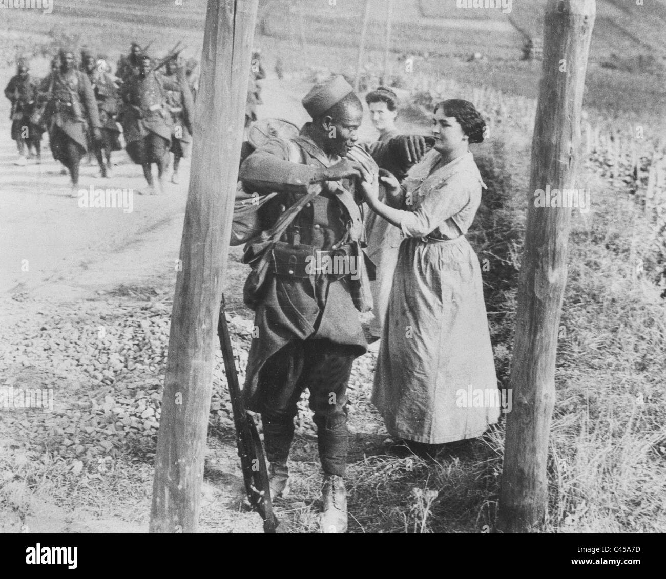 Farbige Soldat an der Westfront im ersten Weltkrieg Stockfoto