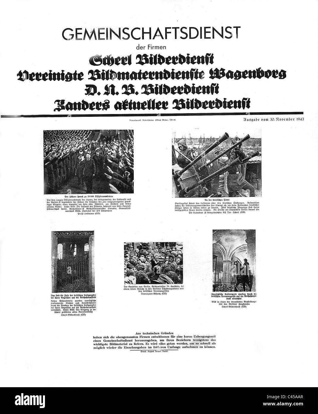 Ankündigung der Zivildienst aus Fotodienste im Krieg. Stockfoto