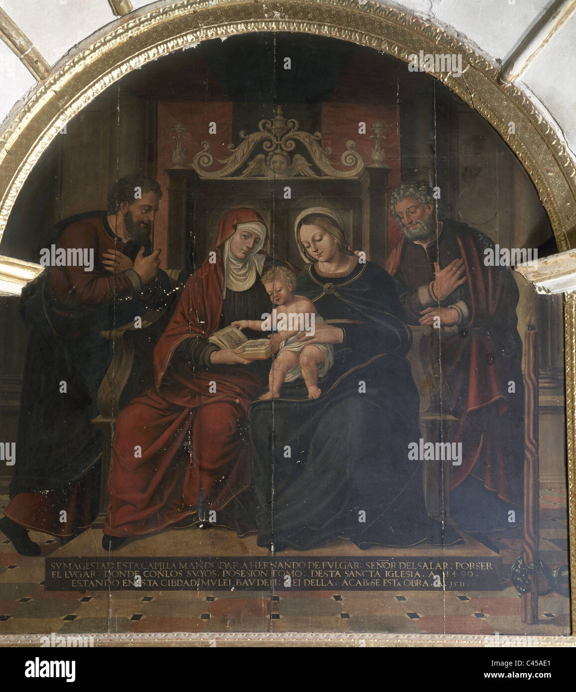 Renaissance. Spanien. Heilige Familie (1531). Altarbild der spanische Maler und Architekt Pedro Machuca (1490-1550) zugeschrieben. Stockfoto