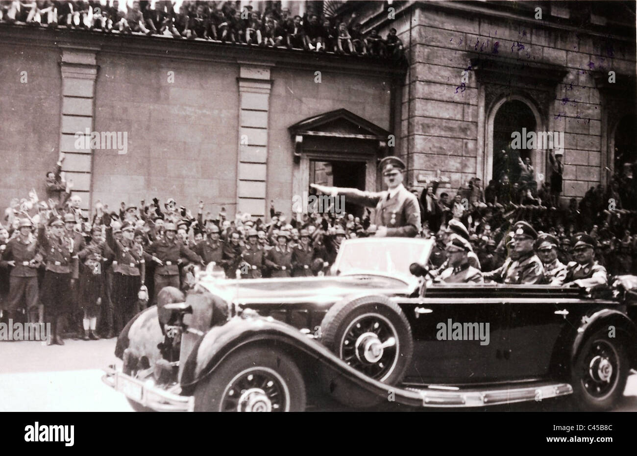 Hitler in München im Jahre 1940 im Auto Stockfoto