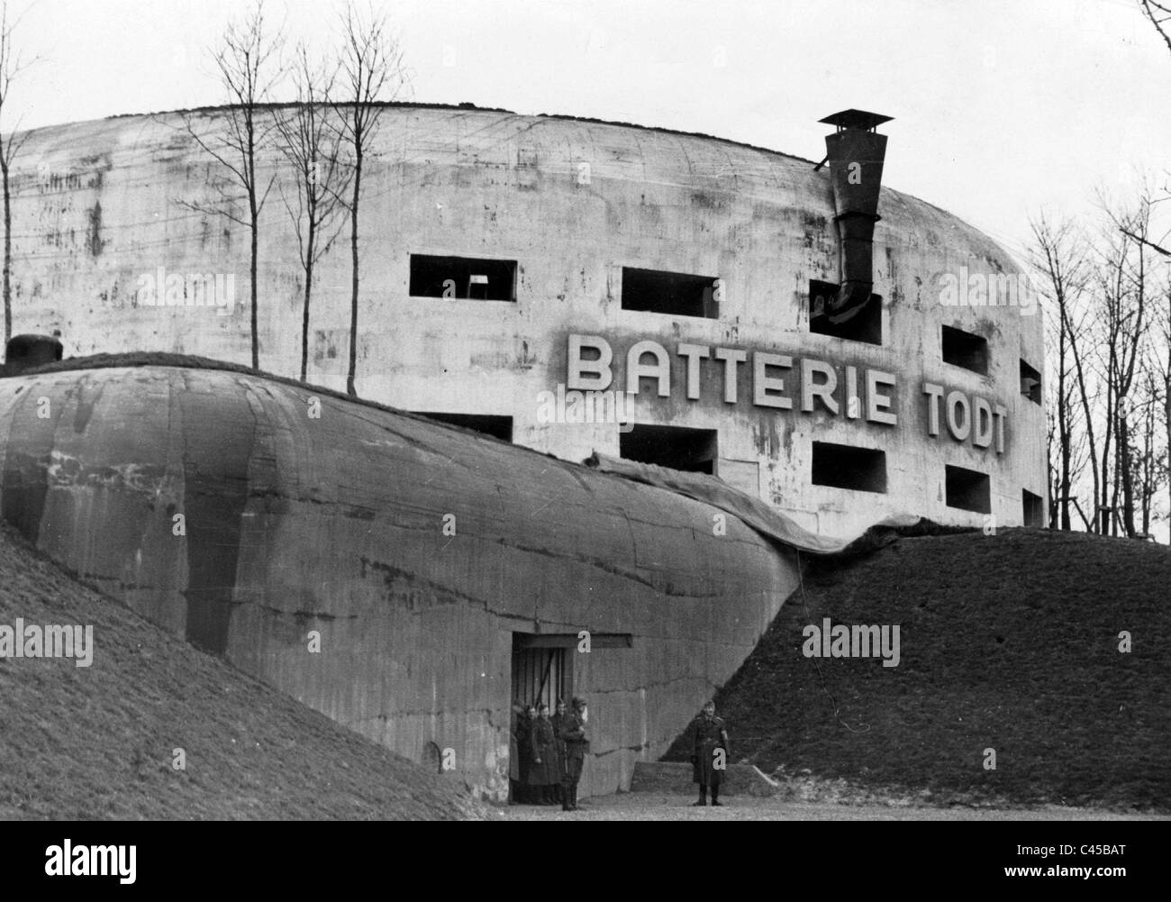 Bunker von einer Batterie bei der Atlantikwall, 1942 Stockfotografie
