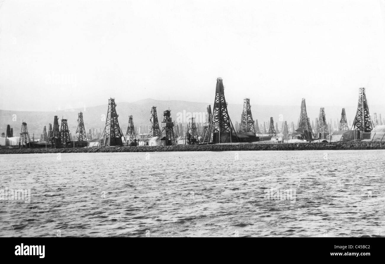 Ölförderung in Baku, 1929 Stockfoto