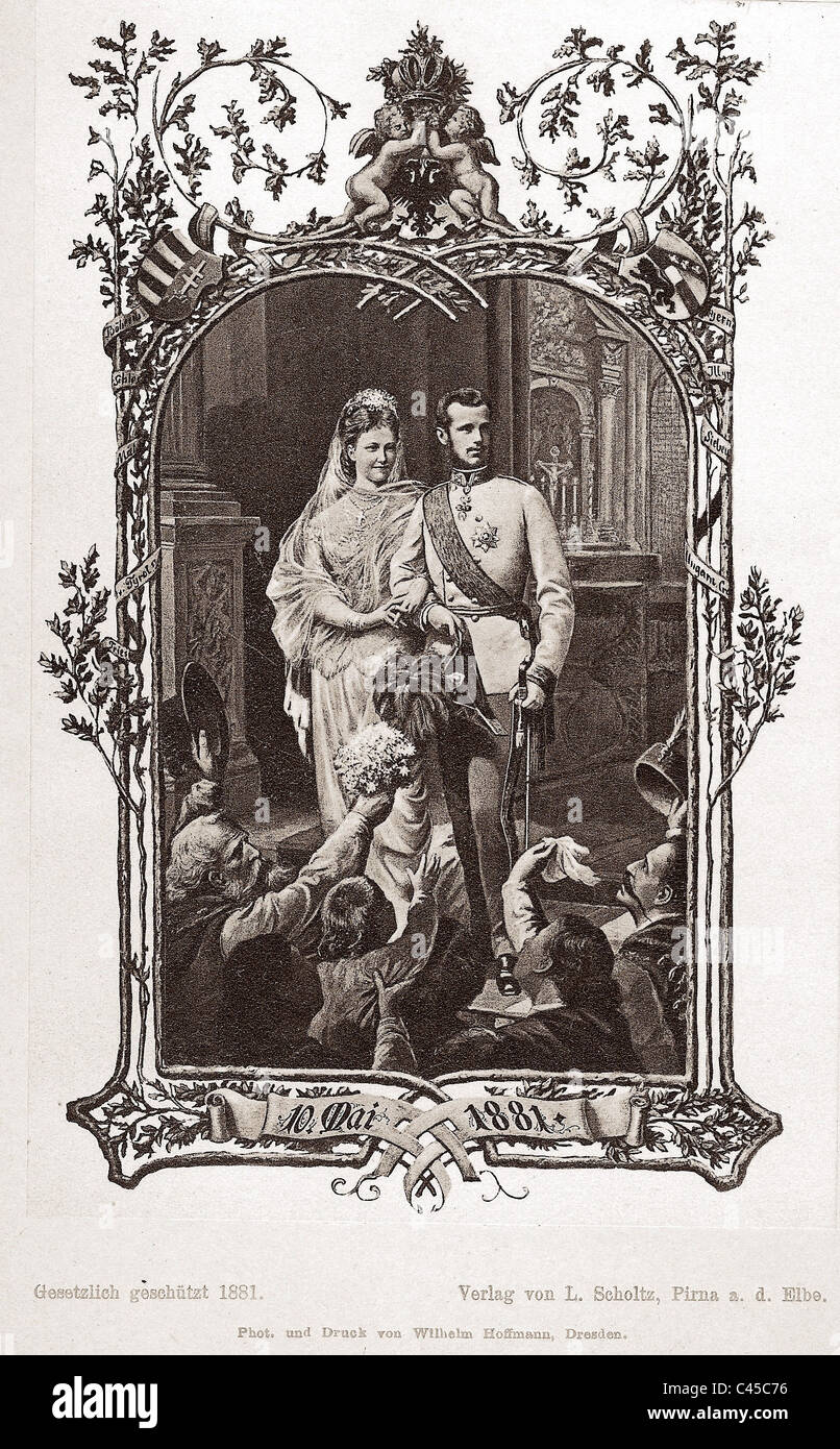 Hochzeit von Kronprinz Rudolf von Österreich und Stephanie Stockfoto
