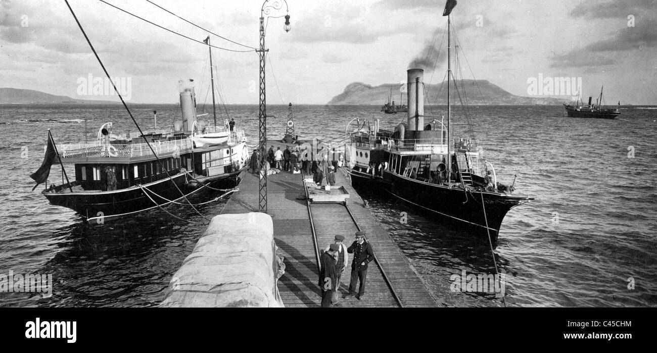 Der Landeplatz von Algeciras 1906 Stockfoto