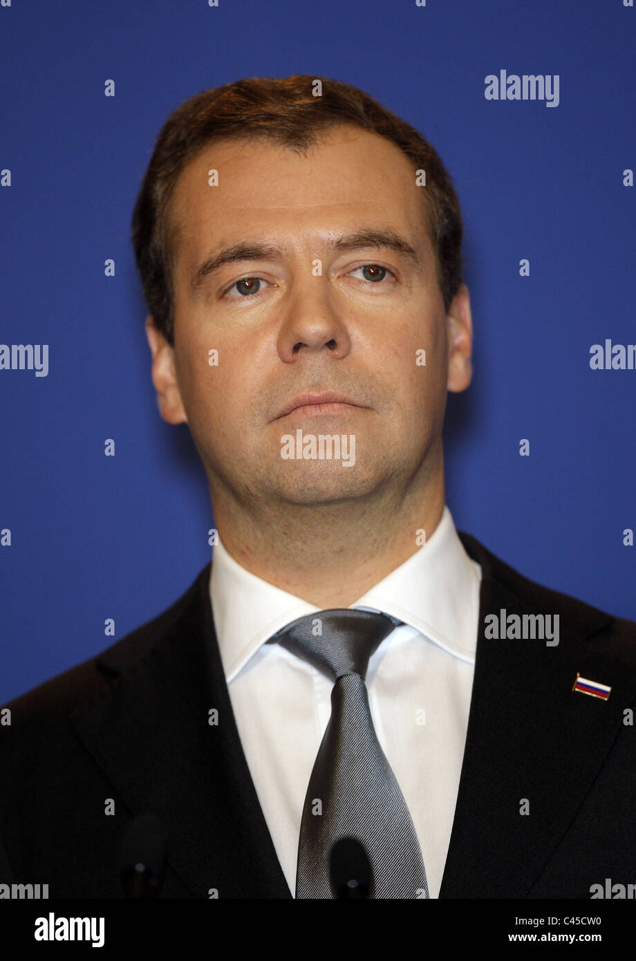 Dmitri Medwedew Präsident von Russland 27. Mai 2011 internationale MEDIA CENTRE DEAUVILLE Frankreich Stockfoto