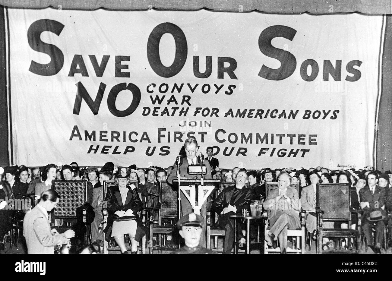 "Event of'America First Committee" gegen den Krieg 1941' Stockfoto