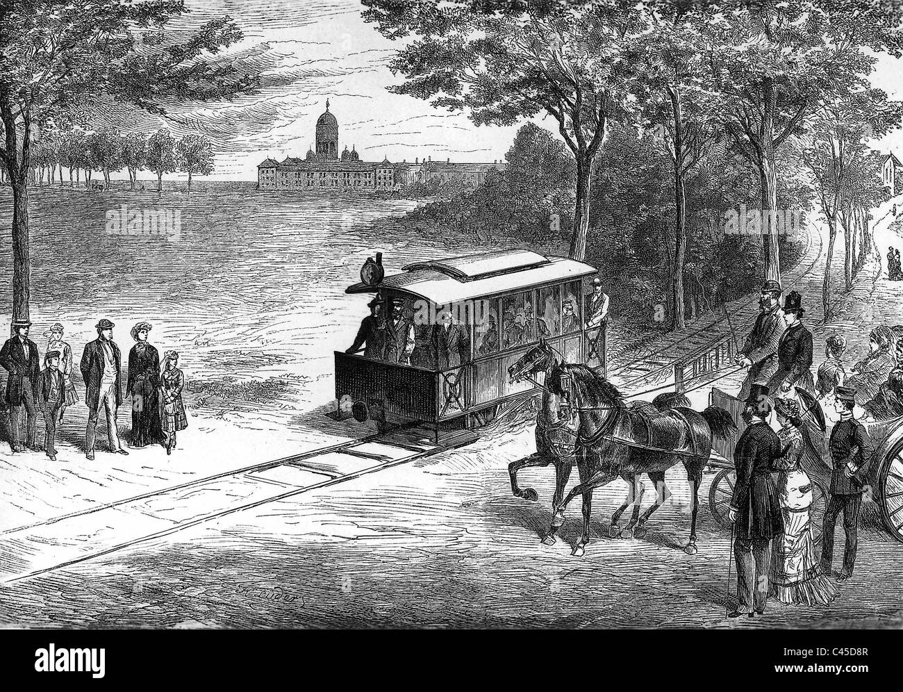Elektrische Straßenbahn in Berlin, 1881 Stockfoto