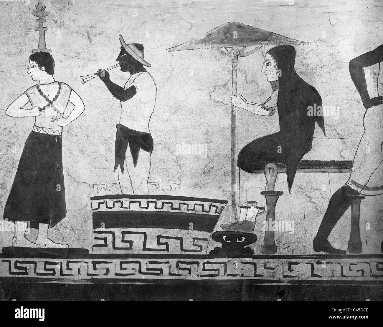 Wandmalerei aus einem etruskischen Grab Stockfoto