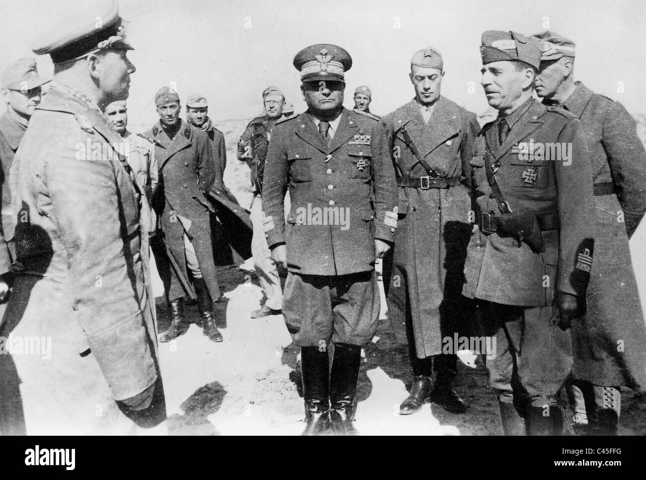 Erwin Rommel mit den Generälen Bastico und Gambara, 1942 Stockfoto