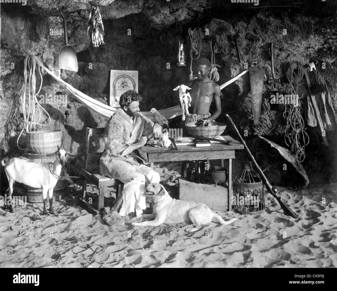 Robinson Crusoe, Filmszene Stockfoto
