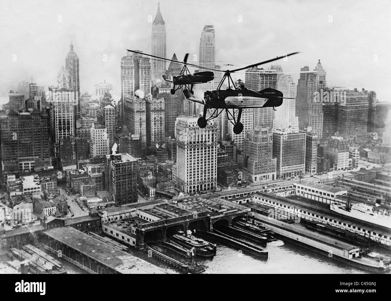 "Autogyro Flugzeuge" über New York, 1930 Stockfoto