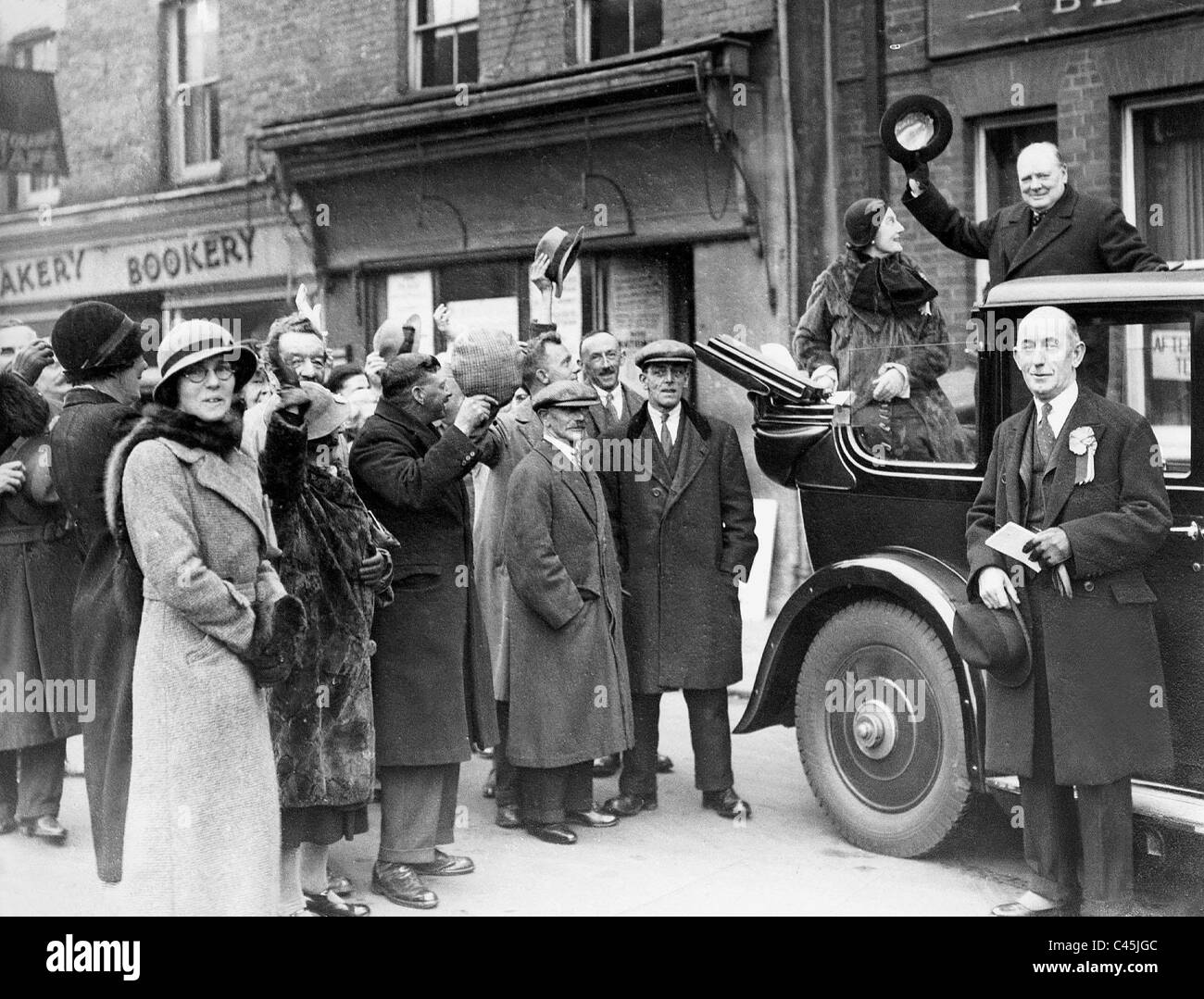 Winston Churchill während einer Kampagne Reise, 1935 Stockfoto