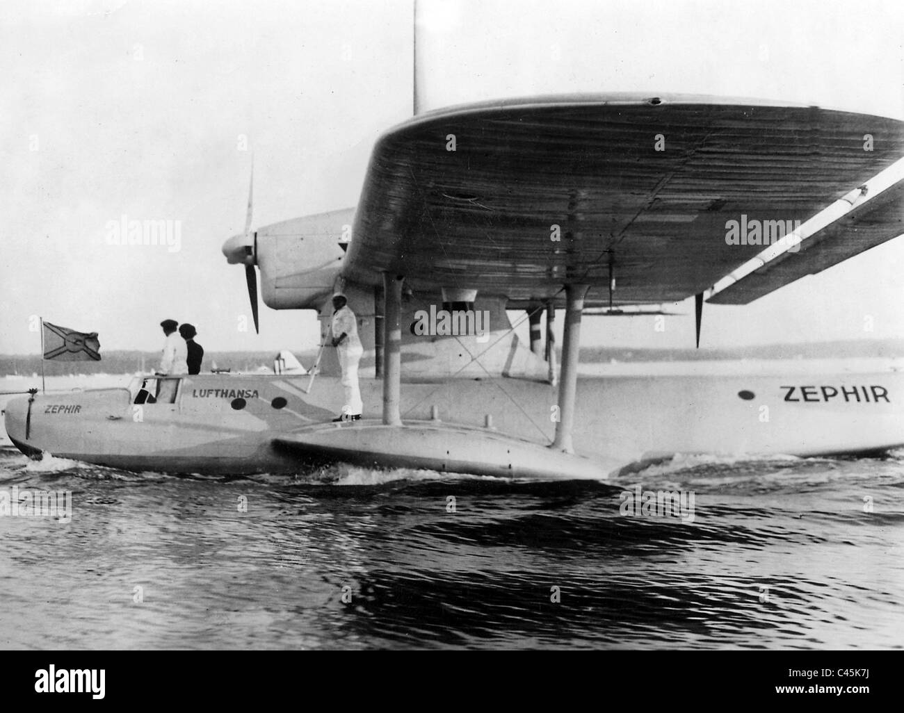 Wasserflugzeug Dornier 18 im Hafen von New York, 1936 Stockfoto