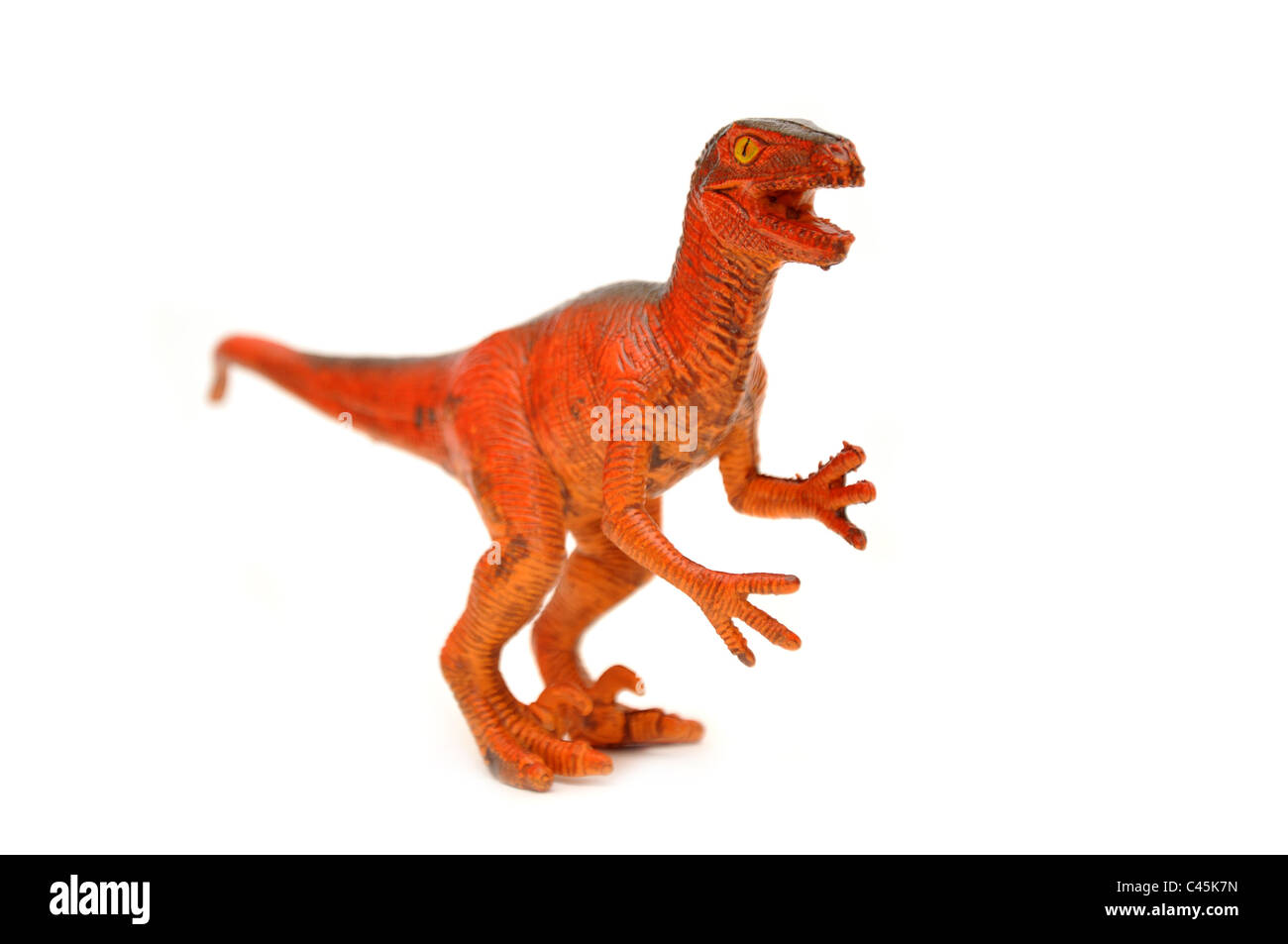 Dinosaurier Spielzeug auf einem weißen Hintergrund. Stockfoto